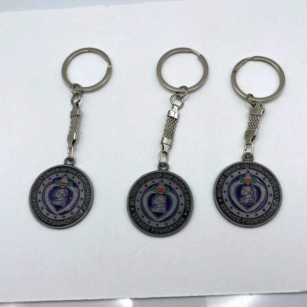 Vintage Lot of 3 Military Order‎ of the Purple Heart Service Foundation Keychain